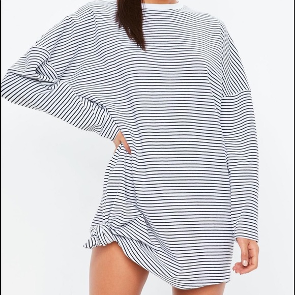 MISGUIDED Oversized Striped Shirt Dress - Picture 1 of 5